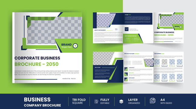 Corporate company profile square tri fold healthcare Business brochure design minimal and modern 