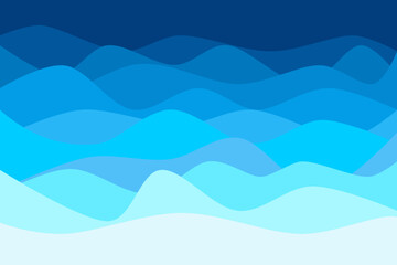 Blue navy line water wave abstract background in flat vector illustration design style.