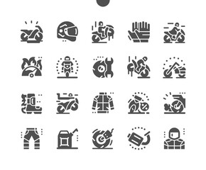 Motorcycles. Sport bike. Transportation, drive, motorbike, motion, extreme and speed. Motorcyclist. Vector Solid Icons. Simple Pictogram