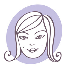 Young girl portrait avatar. Line art png illustration