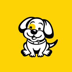 Cute dog logo symbol design illustration. Clean logo mark design. Illustration for personal or commercial business branding.