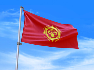 Kyrgzstan flag waving in the wind