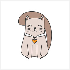 Doodle cat clip art. Hand drawn sticker. Sketch animal. Vector stock illustration. EPS 10