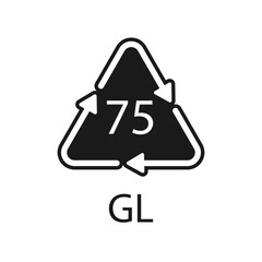 Low Lead Glass. Glass recycling code 75 GL. Vector illustration