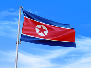North - Korea flag waving in the wind