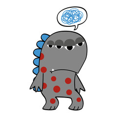 Bored monster illustration