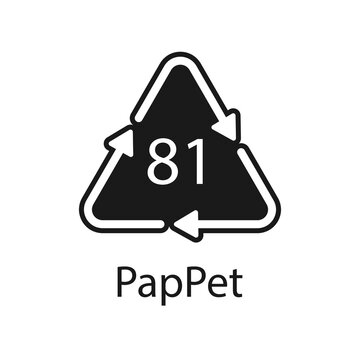 Paper (cardboard). Recycling codes 81 PapPet. Composite materials sign. Vector illustration