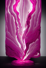 Whirlwind Wood Sculpture Intermixed With Pink Liquid Epoxy, Art Decorate Item Design 3D Illustration