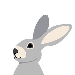 rabbit, hare portrait on white background, isolated vector