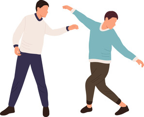men dancing on white background, isolated vector