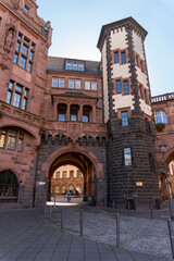 Fototapeta premium Bridge of Sighs in the city of Frankfurt, photographed from below, without people