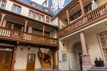 Interior of the courtyard of a german house, in the city of frankfurt