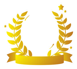 Gold laurel wreath PNG image.