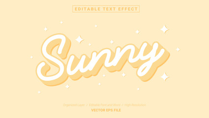Editable Sunny Font Design. Alphabet Typography Template Text Effect. Lettering Vector Illustration for Product Brand and Business Logo.