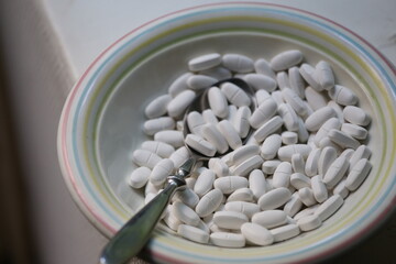 Plate with medicine pills