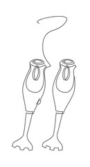 Hand electric blender. Kitchen appliances for whipping sauces and creams. Continuous line drawing illustration.