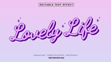 Editable Lovely Life  Font Design. Alphabet Typography Template Text Effect. Lettering Vector Illustration for Product Brand and Business Logo.
