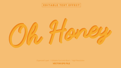 Editable Oh Honey Font Design. Alphabet Typography Template Text Effect. Lettering Vector Illustration for Product Brand and Business Logo.
