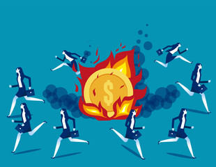 Coin is on fire. Business people lost their investment principal