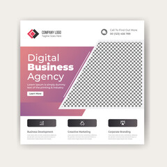Digital business agency social media post template design 