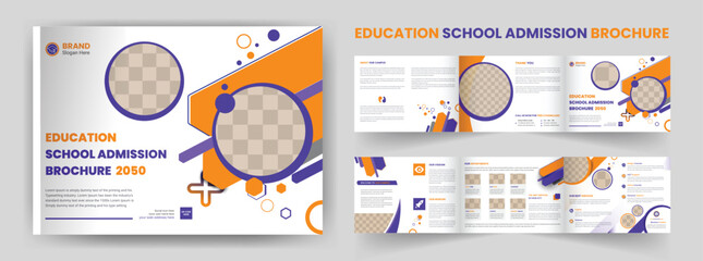 Education institute admission landscape corporate Tri fold business brochure template design