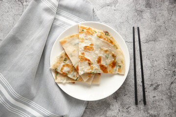 top shot of scallion pancake