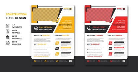 Construction Flyer Template | Construction Brochure Cover, Poster, banner, leaflets design