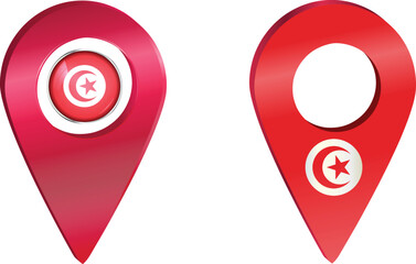 Destination pin icon with Tunisia flag.Location red map marker