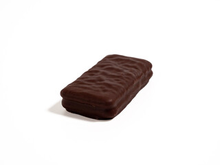 Chocolate bar on a white background. Black chocolate.