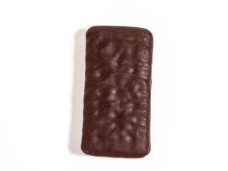 Chocolate bar on a white background. Black chocolate.