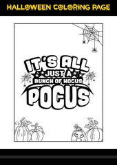 Fototapeta premium Halloween Quotes Coloring page. Halloween coloring page for kids.