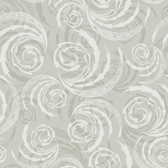 Monochrome vector seamless abstract floral  pattern