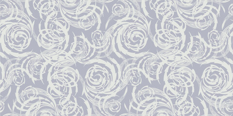 Grey vector seamless abstract floral  pattern