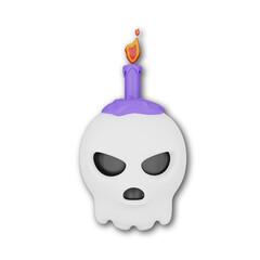 Skull Candle elements for Halloween. Emotional Smile Balloons with scary, evil on their faces. Realistic 3d design gift box. Traditional element of decor for holiday.