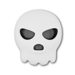 Skull Original elements for Halloween. Emotional Smile Balloons with scary, evil on their faces. Realistic 3d design gift box. Traditional element of decor for holiday.