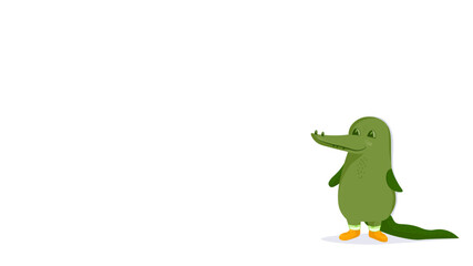 funny crocodile. vector flat illustration of a crocodile, banner, advertising.