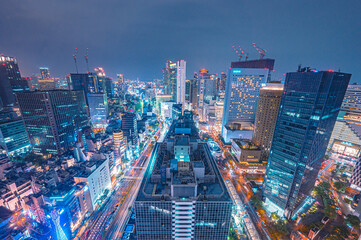 Obraz premium 雨の大阪夜景