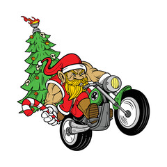 santa clause biker theme for christmas
