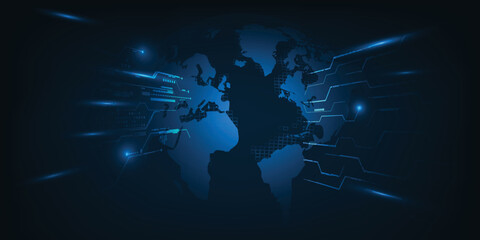 Vector illustration of digital communication innovation and technology.Futuristic digital technology artwork for advertising and game production.