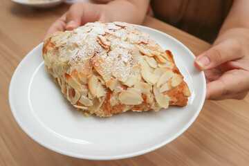 almond croissant or croissant , French croissant