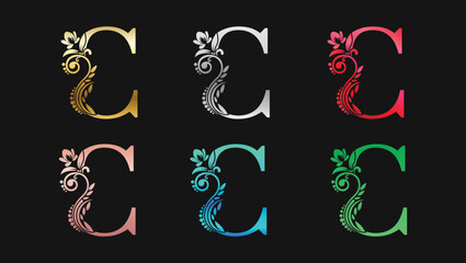 Decorative Letter C In Metallic Colors