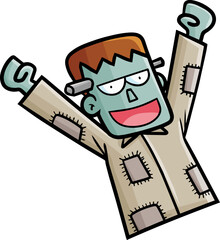 Funny frankenstein with happy or winning pose