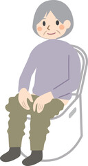 ポータブルトイレを使う高齢者