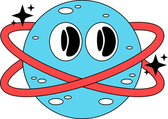 Retro Space Emoji Illustration