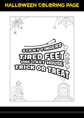 Fototapeta premium Halloween Quotes Coloring page. Halloween coloring page for kids.