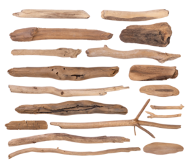 Pieces of drift wood isolated on transparent background