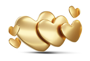 golden hearts 3d-illustration