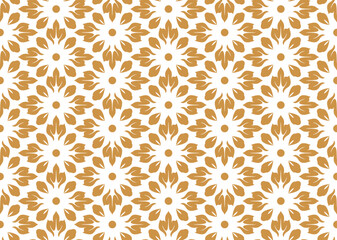 Flower geometric pattern. Seamless vector background. White and gold ornament. Ornament for fabric, wallpaper, packaging. Decorative print