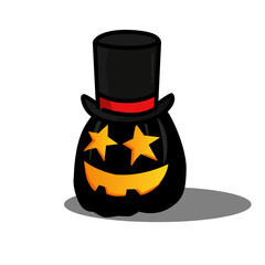 Art Illustration Design Concept Pumpkin Kawaii Halloween Doodle Mascot Wear Hat Character Magician