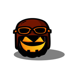 Art Illustration Design Concept Pumpkin Kawaii Halloween Doodle Mascot Wear Hat Character Helmet